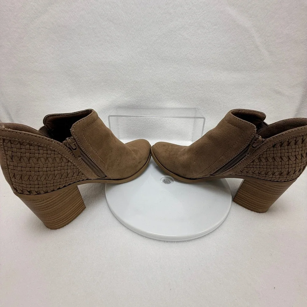 Madden Girl Ankle Boots Women 7.5 Brown Boho Western Suede Woven Block Heel